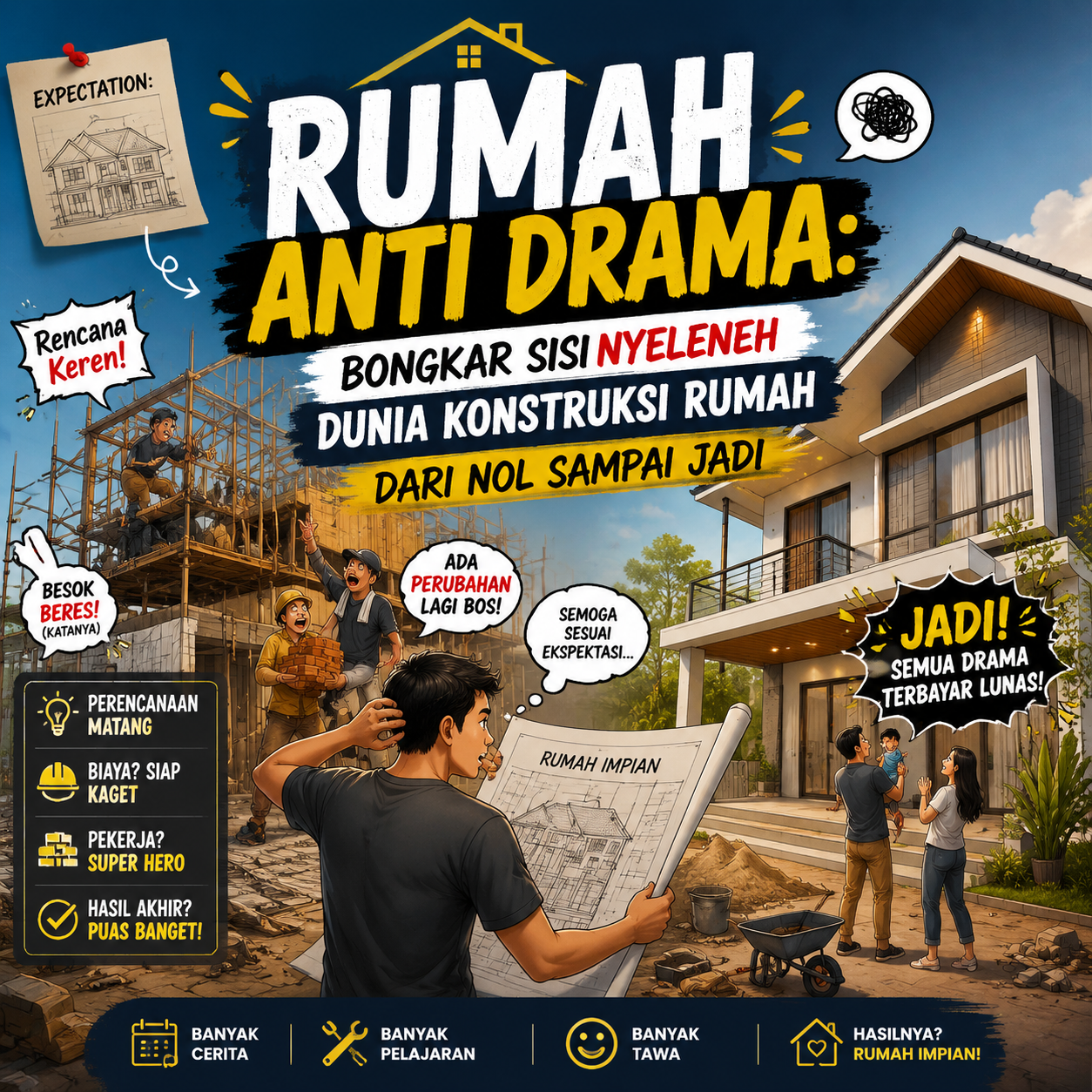 Rumah Anti Drama: Bongkar Sisi Nyeleneh Dunia Konstruksi Rumah dari Nol Sampai Jadi