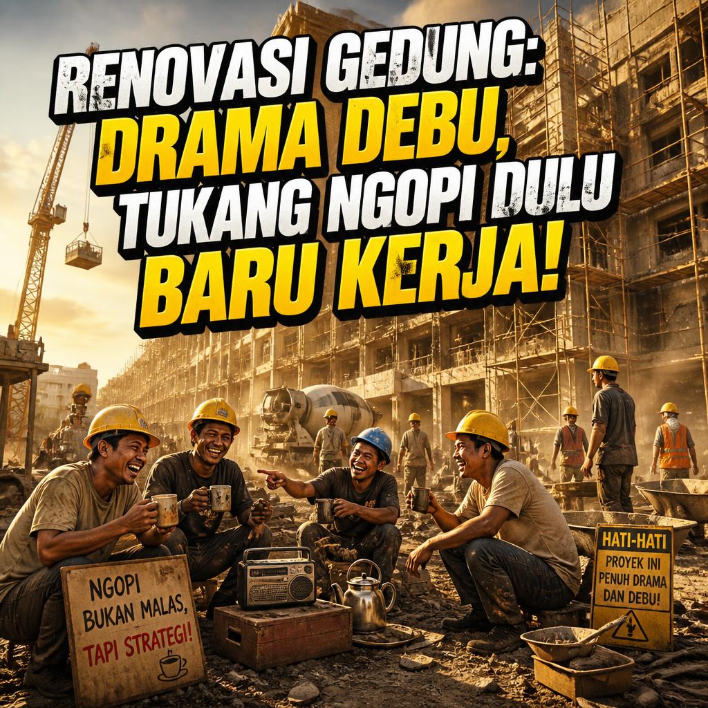Renovasi Gedung: Drama Debu, Tukang Ngopi Dulu Baru Kerja!